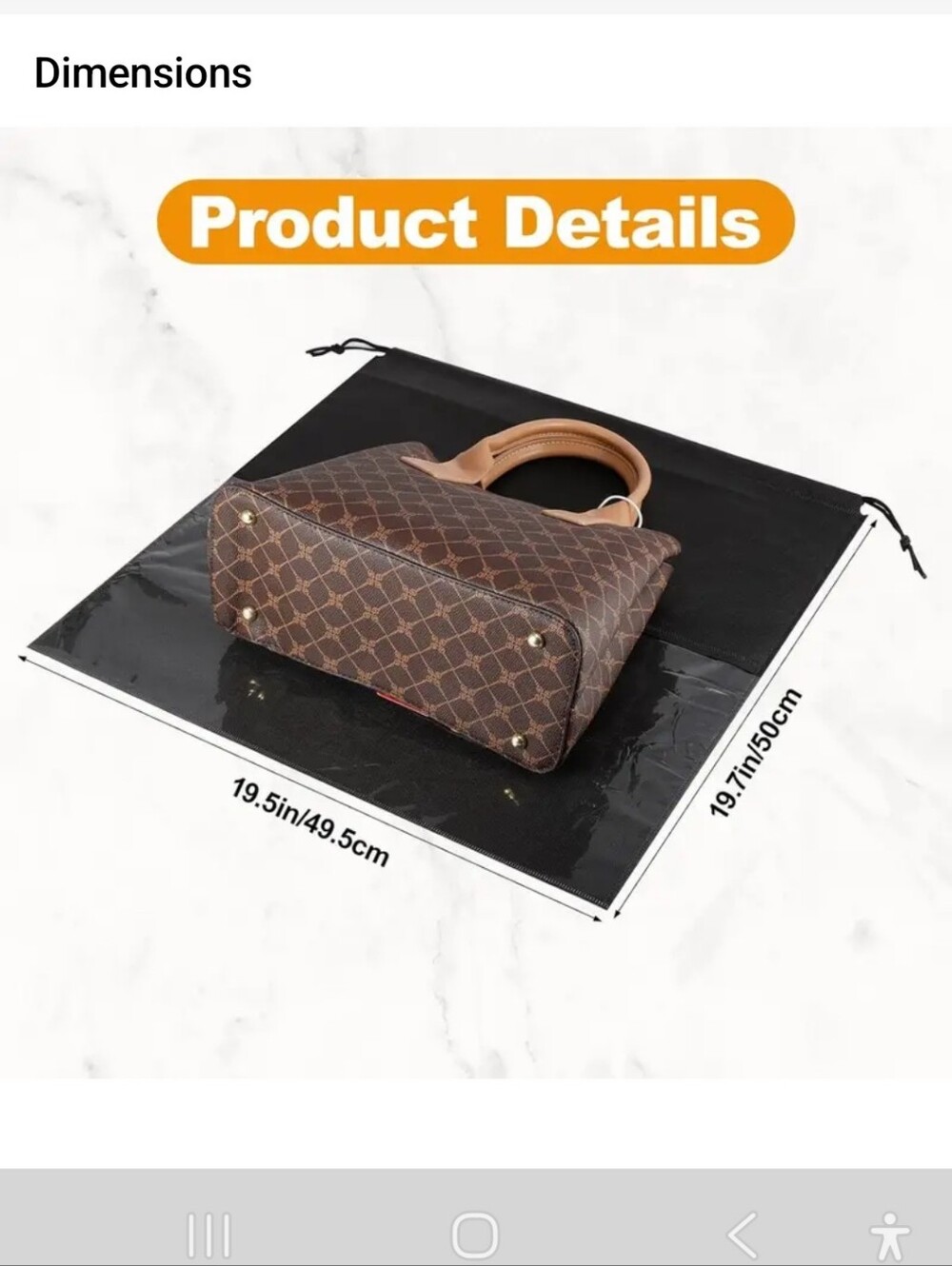 XL-19.5 X 19.5 INCHES-1 Piece Breathable Dustproof Drawstring Bags. - Picture 3 of 3